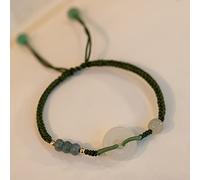 YXWYXWA Bracelet Hand Woven Bracelet Natural Hetian Jade Feng Shui Harmony Buckle Lucky Charm Gilded Fu Pendant Braided Bracelet Adjustable Amulet for Women Good Luck Money Prosperity,C