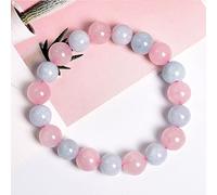YXWYXWA Bracelet Natural Aquamarine Pink Crystal Color Matching Bracelet Candy Color Love Quartz Spiritual Charm Feng Shui Wealth Chakra Adjustable Bracelet Lucky Gift for Women Girls,Type1,10mm