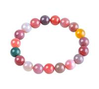 YXWYXWA Bracelet Natural Candy Color Agate Bracelet Multi Gemstone Quartz Spiritual Love Amulet Charm Rainbow Gradient Chakra Gemstones Adjustable Bangle Elastic Lucky Gift for Men Women Girls,6a,8mm