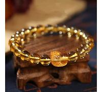 YXWYXWA Bracelet Natural Crystal Bracelet 8Mm Citrine Carved Feng Shui Pi Xiu/Pi Yao Lucky Charm Beaded Elastic Bracelet Meditation Amulet Ward Off Evil Spirits for Good Luck Money Prosperity