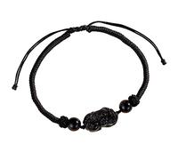 YXWYXWA Bracelet Natural Crystal Bracelet Strawberry Quartz Silver Obsidian Feng Shui Pi Xiu Lucky Charm Handmade Braid Rope Adjustable Bracelet Amulet for Lovers Good Luck Money Prosperity,Red