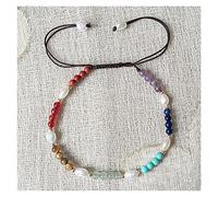 YXWYXWA Bracelet Natural Gems Stone Strand Bracelet Amethysts Quartz Crystal 7 Chakra Real Pearl Charm Bracelets Reiki Bracelets