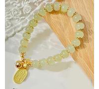 YXWYXWA Bracelet Natural Green Hetian Jade Bracelet Style Feng Shui Auspicious Wealth Spiritual Propitious Amulet Charm Chakra Against Evil Gemstones Bracelet Lucky Gift for Men Women,2