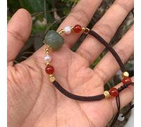 YXWYXWA Bracelet Natural Green Hetian Jade Wealth Bracelet Dancing Lion Charm Bracelet Chakra Bracelet Amulet Lucky Adjustable Bracelet Ward Off Evil Spirits Bracelet Women Men,Green