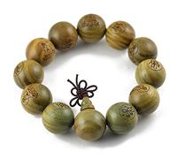 YXWYXWA Bracelet Natural Green Wood Wealth Bracelet Buddha Beads Reiki Crystal Bracelet Spiritual Chakra Amulet Lucky Ward Off Evil Bracelet Good Fortune Women,10mm