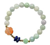 YXWYXWA Bracelet Natural Jade Beads Bracelet with Red Agate Flower Lapis Lazuli Beads Jade Flower Good Luck Bracelet Gift for Men Women