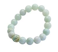 YXWYXWA Bracelet Natural Jade Bracelet 10MM Jadeite Round Beads Genuine Fei Cui Feng Shui Lucky Charm Gilded Beaded Elastic Bracelet Meditation Amulet for Good Luck Wealth Money Prosperity