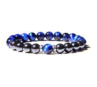 YXWYXWA Bracelet Natural Polished Blue Stone Bracelets for Women Men Elastic Hematite Bracelets Femme Bangle Jewelry,No.8,17cm