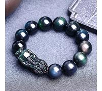 YXWYXWA Bracelet Natural Purple Eye Obsidian/Pi Yao Wealth Bracelet 12Mm Reiki Crystal Bracelet Spiritual Chakra Bracelet Amulet Lucky Adjustable Ward Off Evil Bracelet Men Women,Green,12mm