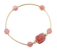 YXWYXWA Bracelet Natural Strawberry Crystal Quartz Wealth Bracelet/Pi Yao Charm Bracelet Reiki Crystal Spiritual Chakra Bracelet Amulet Lucky Adjustable Ward Off Evil Bracelet Women Men,Style a