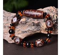 YXWYXWA Bracelet Tibetan Style Dzi Beads Bracelet,Fengshui Amulet Bracelet,Natural Agate,Buddhist Jewelry Gifts,Attract Wealth Money and Good Luck,Precious Stone Beaded Bangle Bracelet-A with