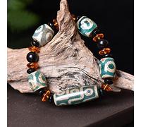 YXWYXWA Bracelet Tibetan Style Dzi Beads Bracelet,Fengshui Amulet Bracelet,Natural Agate,Buddhist Jewelry Gifts,Attract Wealth Money and Good Luck,Precious Stone Beaded Bangle Bracelet-A with