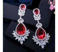 YXWYXWA Elegent Evening Dinner Party Wedding Jewelry Luxury Long Cz Crystal Big Drop Dangle Earrings For Brides