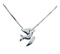 YXWYXWA Fashion Freedom Symbol White Fire Opal Animal Bird Pendant Necklaces For Women Silver Color Party Best Gifts