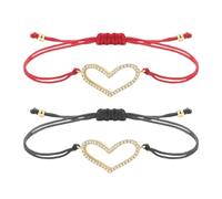 YXWYXWA jewellery New 2025 Cz Crystal Gold-Plated Brass Love Heart Charm Her Fashion Cubic Zirconia Zircon Red Purple String Handmade Jewelry Her With For You Jewelry Fashion Accessories