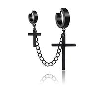 YXWYXWA jewelry jewelry for women Women Silver Earrings, Black Gothic Screw Cross Star Leaf Round Triangle Geometry Fish Bone Hoop Earrings Unisex Man Titanium Steel Punk Multiple s For Girlfriend,