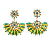 YXWYXWA Jewelry Style Exaggerated Geometric Fan-Shaped Fashion Colored Diamond Rice Bead Earrings Womens Jewellery Ear Rings Dangle Earrings Decorations/B