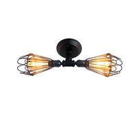 YXWYXWA Old-Fashioned Wrought Iron Wall Lamp Dual-purpose Double-head Ceiling Lamp Semi-recessed Ceiling Light Caged Metal Iron Lampshade for Bedroom Living Room Bar Interesting