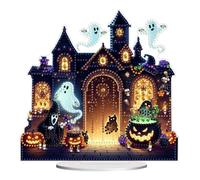 YXWYXWA Pumpkin Monster Dot Diamond Ornaments for Adults, Diamond Art Painting Home Decoration Desktop Ornaments for Home Office Decor -#30-Haunted House