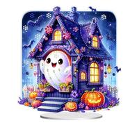 YXWYXWA Pumpkin Monster Dot Diamond Ornaments for Adults, Diamond Art Painting Home Decoration Desktop Ornaments for Home Office Decor -#24-Haunted House