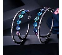 YXWYXWA Rainbow Color Cubic Zirconia Crystal Big Round Hoop Earrings For Women Statement Jewelry