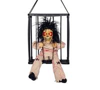 YXWYXWA Screaming Animated Decorations Indoor Outdoor Hanging Decoration Props with Motion Sensor Activated and Lighted Eyes Large Scary Cage