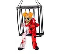 YXWYXWA Screaming Animated Decorations, Outdoor Indoor Hanging Decor Props with Motion Sensor Activated & Luminous Eyes Large Scary Cage Prisoner for Haunted House