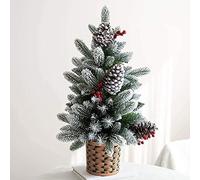 YXWYXWA small snowy with pine cone and berries with burlap base, tabletop artificial pine atmosphere