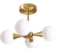 YXWYXWA Sputnik s,White Frosted Glass Gold Finished Ceiling Lamp Lighting Industrial Semi Flush Mount Ceiling Light For Living Room Dining Room Bedroom Interesting
