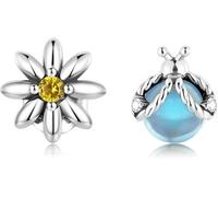 YXWYXWA Sterling Silver Jewelry,925 Sterling Silver Daisy & Ladybug Asymmetrical Stud Earrings for Women Ear Studs Fine Jewelry Spring Gift