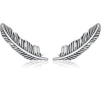 YXWYXWA Sterling Silver Jewelry,Authentic 925 Sterling Silver Retro Feather Stud Earrings for Women Real Silver Ear Studs Fine Jewelry Brincos
