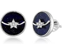 YXWYXWA Sterling Silver Jewelry,Blue Enamel Night Star Stud Earrings for Women Authentic 925 Sterling Silver Orecchini Fine Jewelry