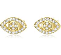 YXWYXWA Sterling Silver Jewelry,Zircon Gold Stud Earrings Demon Eye Crystal Shining Moon Crown 925 Sterling Silver Earrings for Women Engagement Jewelry