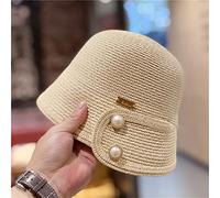 YXWYXWA Summer Elegant White Pearl Bucket Hats for Women Holiday Sun Hat Female Panama Outdoor Plage Beach Visor Cap