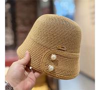 YXWYXWA Summer Elegant White Pearl Bucket Hats for Women Holiday Sun Hat Female Panama Outdoor Plage Beach Visor Cap