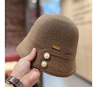 YXWYXWA Summer Elegant White Pearl Bucket Hats for Women Holiday Sun Hat Female Panama Outdoor Plage Beach Visor Cap