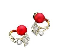 YXWYXWA Trendy Fan-shaped Two-ear Pearl Earring Korean Temperament Fashion Wild Earrings Exquisite Tiny Ear Studs Elegant