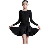 YXYjLb Girls Latin Dance Dress for Girls Ballroom Dancing Dresses Rumba Cha Cha Samba Practice Dress Latin Party Contest Performance Dress(D,150)