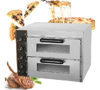 YXYLJOZ Double-Layer Pizza Maker with Timer,Commercial Electric Pizza Oven 16 inch, Stainless Steel Countertop Cooker for Home and Restaurant Use