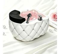YXYLJOZ LED Foot Spa Tub with Retractable Shower, Pipeless Wave Technology, Acrylic Soaking Bath for Salons, Nail Studios, Hotels - 7 Color Lighting, Relaxation & Pampering (White)