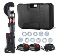 YXYLJOZ Rechargeable Electric Hydraulic Cable Lug Crimper Tool - Battery Powered Crimping Pliers with 12 Dies & 2 x 4.0Ah Lithium Batteries for Efficient Wire Connections (Continuous)