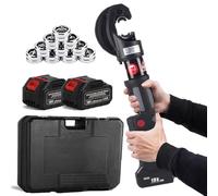 YXYLJOZ Rechargeable Electric Hydraulic Cable Lug Crimper with 12 Dies, 120KN Crimping Tool for 16mm²-400mm² Electrical Wire, Heavy-Duty Terminal Crimping Kit. (Continuous)