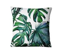 YXYLQ Tropical Palm Leaf Velvet Decorative Pillow Green Plant Printed Pillowcase Decorativas Para Sofa Throw Pillow 45 * 45Cm-23_45X45Cm