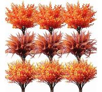 YXYQR 18PCS Outdoor Fall Artificial Flowers Plants UV Resistant Bulk Autumn Outside Fake Lavender Fern Plant No Fade Faux Plastic Greenery Shrubs Arrangement for Front Porch Window Box Hanging Basket
