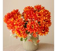 YXYQR 4 Pack Artificial Marigold Flowers Bouquet, 12 INCH 20PCS Fake Silk Marigold Flower Heads, Autumn Fall Mums Decor for Indoor Outdoor The Dead Day Halloween Dia De Los Muertos Diwali (Orange)