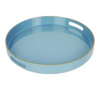 YXZHUOYU Blue Sturdy Acrylic Serving Tray with Handles-13Inch, Morden Plastic Round Serving Tray for Coffee Table Bathroom, Ottoman, Home Decor