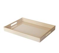 YXZHUOYU Cream Sturdy Acrylic Serving Tray with Handles-15.7x11.8Inch, Morden Plastic Rectangular Serving Tray for Coffee Table Bathroom, Ottoman, Home Decor