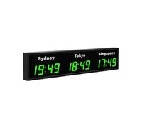 YXZKJZJ 3 City-Green Large Digital LED World Clock, 3/4/5 Time Zone Wall Mounted For Hotels And Multinational Enterprises Multi-scenario Use