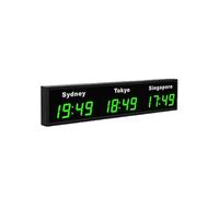 YXZKJZJ LED Digital Wall World Clock For Hotels, 3-Time Zone, Three Cities World Time Clock Multi-scenario Use(Green)