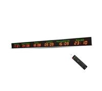 YXZKJZJ World Time Zone Clock 6 Cities Digital Large Size Wall Mounted LED Timer 620-625NM Wavelength High Brightness Multi-scenario Use